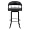 Armen Living Pharaoh Swivel 30" Black Powder Coated and Black Faux Leather Metal Bar Stool 721535743322 - alternate 6